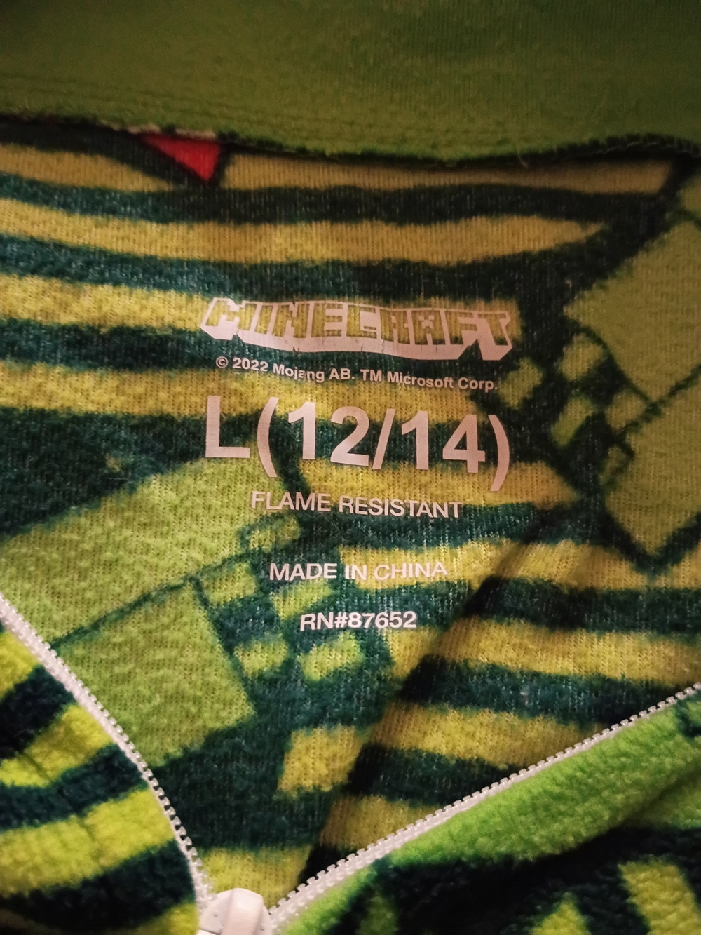 Minecraft OnePiece Pajama Creeper Hoodie Suit Boy/Girl Custome Size L 12-14 - Picture 4 of 5